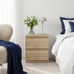 Fribo Bedside Cabinet 2 Drawer in Golden Ribbeck Oak