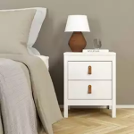 Barcelona Bedside Table 2 Drawers in White