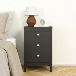 Madrid Bedside Table 3 Drawers in Matt Black