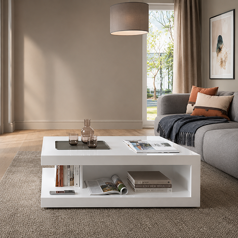 image 501 Lyon Designer Coffee Table in White and High Gloss - Image 1