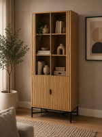 Jaipur Display Cabinet With 4 doors and 6 Shelves in Wild Oak