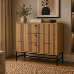Albany Chest of 3 Drawers in Oak/Black Legs
