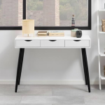 Neptun 3 Drawer Office Desk in White with Black Legs