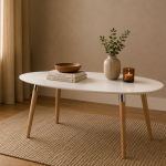 Belina Oval Dining Table in White & Oak