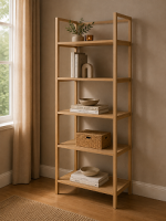 Ludza Rectangular Bookcase With 6 Shelves in Oak