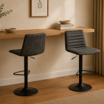 Kimmy Bar Stool in Grey Fabic Set of 2