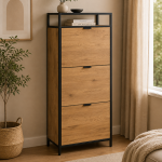 Seaford Shoe Cabinet in Black and Oak