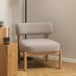Burley Lounge Chair in Beige Fabric and Oak