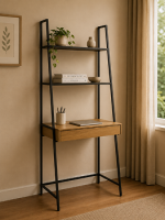 Seaford Bookcase with 1 Drawer in Black and Oak