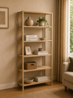 Braidwood Bookcase with 4 Shelves in White Oak Veneer