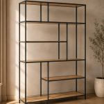 Seaford  Bookcase with 5 Shelves in Black and Oak