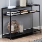 Seaford Console Table with 2 Shelves in Black