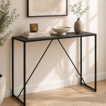Seaford Black Metal Bar Table with Black Ash Top