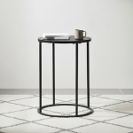 Seaford Black Metal Small Round Side Table with Black Top