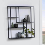 Seaford Black Metal Wall Shelf with 3 Additional Black Shelves
