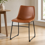 I_Oregon Dining Chair In Brown with Cream Stitching Set of 2
