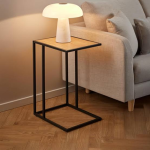 Seaford Black Metal Side Table with Oak Top