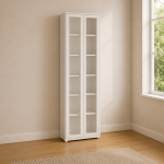 Alice Springs Slim Tall Display Cabinet with 2 Glass Doors Push-to-Open & 5 Shelves in Sand