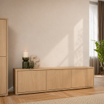 Alice Springs Wide TV Cabinet with 3 Doors Push-to-Open in Elegancia Oak