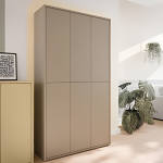 Alice Springs Tall Shoe Cabinet with 6 Doors Push-to-Open in Taupe