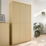 Alice Springs Tall Shoe Cabinet with 6 Doors Push-to-Open in Butter Yellow