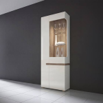 Chelsea Living Tall Glazed Narrow Display Unit (LHD) in White with a Truffle Oak Trim