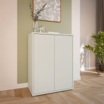 Alice Springs Tall 2 Door Cupboard with Push-to-Open Doors in Light Grey