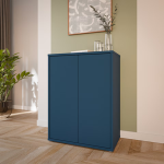 Alice Springs Tall 2 Door Cupboard with Push-to-Open Doors in Night Blue