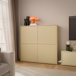 Alice Springs 4 Door Large Storage Cabinet with Push-to-Open Doors in Butter Yellow