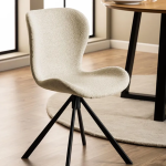 Batilda Swivel Dining Chairs in Cream Fabic Set of 2