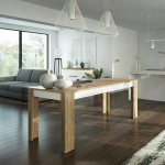 Lyon Medium Extending Dining Table 140-180cm in Riviera Oak/White High Gloss