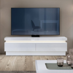 Lyon 2 Drawer TV Cabinet (including LED lighting) in White and High Gloss