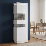 Lyon Tall Narrow Display Cabinet (RHD) (including LED lighting) in White and High Gloss