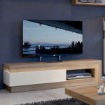 Lyon 1 Drawer TV Cabinet with Open Shelf in Riviera Oak/White High Gloss