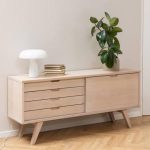 A-Line Sideboard with 4 Drawers and Sliding Door in White Oak