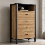 High Rock Chest of 4 Drawers in Matt Black/Riviera Oak