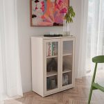 Alice Springs Low Glass Fronted Cabinet with 2 Push-to-Open Doors in Sand