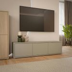 Alice Springs Wide TV Cabinet with 3 Doors Push-to-Open in Taupe