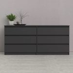 Naia Wide Chest of 6 Drawers (3) in Black Matt