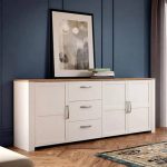 Bohol 3 Door 3 Drawer Large Sideboard in Riviera Oak/White