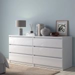 Naia Wide Chest of 6 Drawers (3) in White High Gloss