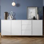 Avenale Sideboard 3 Door 3 Drawer in Alpine White High Gloss