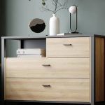 High Rock Chest of 3 Drawers in Matt Black/Riviera Oak