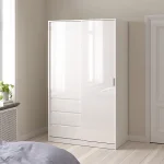 Naia Wardrobe with 1 Sliding Door 1 Std Door & 3 Drawers in White - Image 2