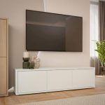 Alice Springs Wide TV Cabinet with 3 Doors Push-to-Open in Light Grey