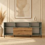 Darwin TV Cabinet 1 Door 73cm High in Green/Oak