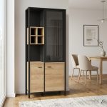 High Rock Display Cabinet in Matt Black/Riviera Oak