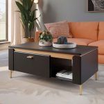 Genoa Coffee Table 1 Drawer in Black Matt/Gold