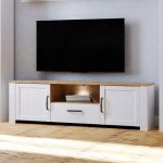 Bohol TV Unit inc. LED Light in Riviera Oak/White