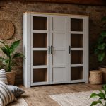 Bohol 3 Door Large Display Cabinet in Riviera Oak/Grey Oak